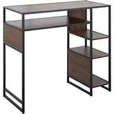 Display Bar Table with Storage in Black Metal & Walnut Wood